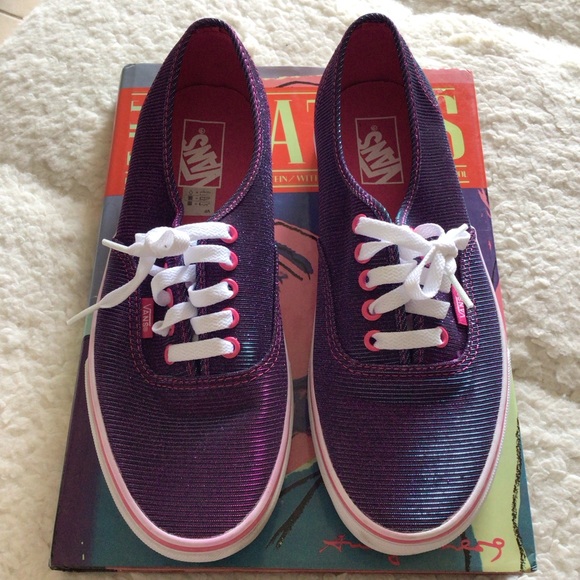 Vans Off the Wall Sneaker in Metallic Purple Excellent Size 8.5 Men/10 Women - Picture 6 of 13